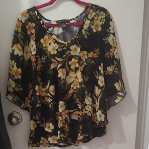 Floral Black and Yellow Women's Top